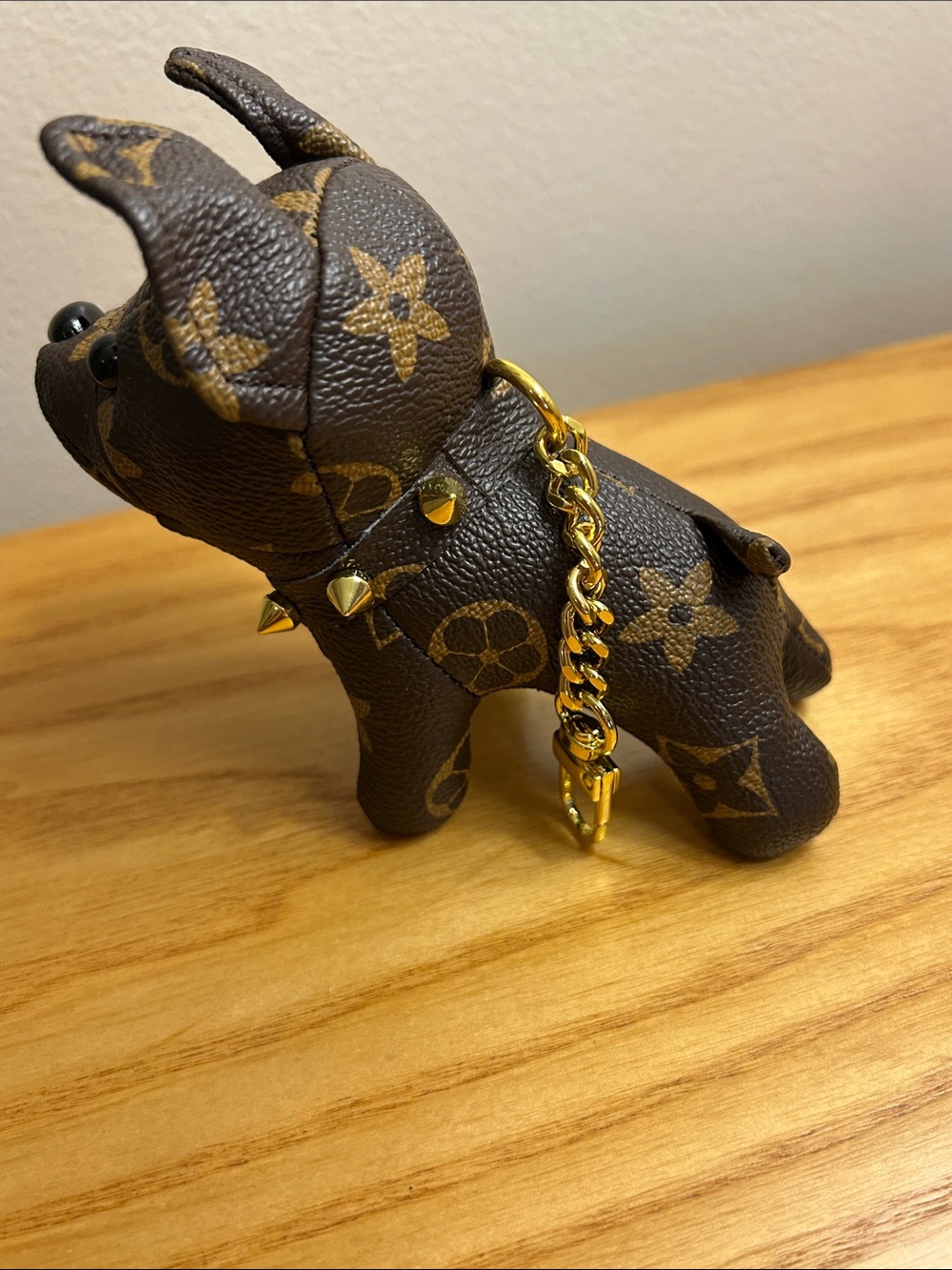 Designer-Inspired Brown Monogram Dog Keychain Accessory